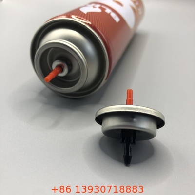 Valvola di riempimento per accensioni a gas per alloggiamento inverso con tazza di montaggio ricaricabile da entrambi i lati e latta laccata trasparente