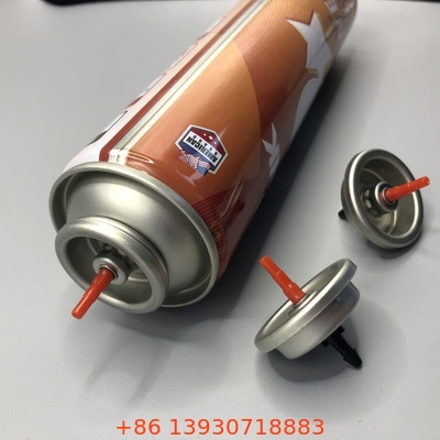 Valvola di riempimento per accensioni a gas per alloggiamento inverso con tazza di montaggio ricaricabile da entrambi i lati e latta laccata trasparente