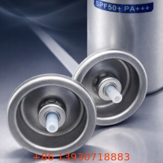 Valvola di pompa per protezione solare con distribuzione controllata, costruzione in latta e plastica per varie formulazioni di lozioni